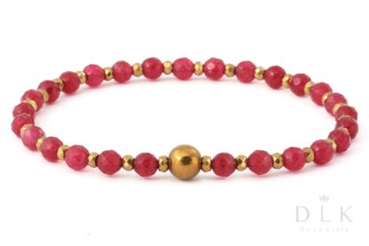 Armband "Rote Achate mit Goldkugel"