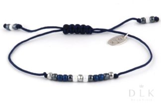 Armband "Marineblaue Perlen mit Hämatit an einer Schnur"
