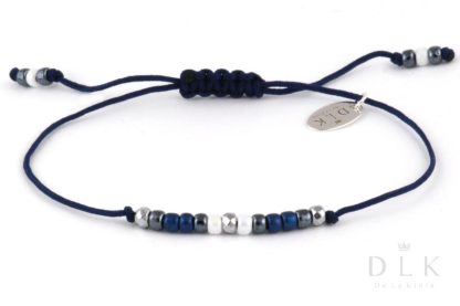 Armband "Marineblaue Perlen mit Hämatit an einer Schnur"