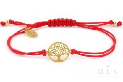 Armband "Rote Schnur mit goldenem Lebensbaum"
