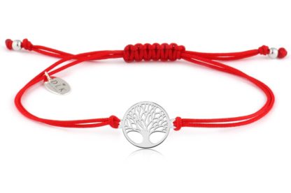 Armband "Rote Schnur mit silbernem Lebensbaum"
