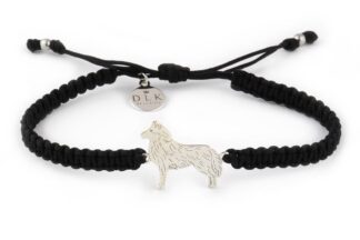 Armband mit Husky Hund aus Silber an schwarzem Makramee