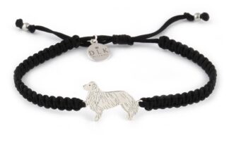 Armband mit Berner Sennenhund aus Silber an schwarzem Makramee