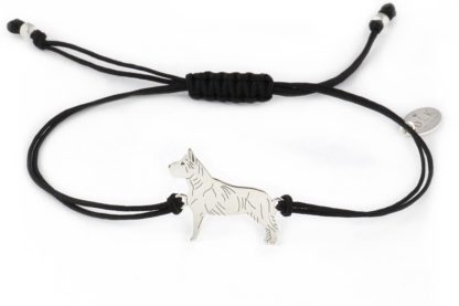 Armband mit Amstaff Hund aus Silber an schwarzer Schnur
