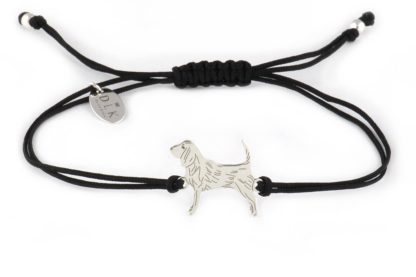 Armband mit Beagle Hund aus Silber an schwarzer Schnur