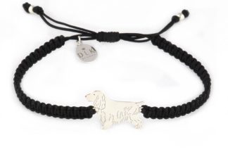Armband mit Cocker Spaniel Hund aus Silber an schwarzem Makramee