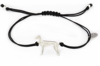 Armband mit Greyhound aus Silber an schwarzer Schnur