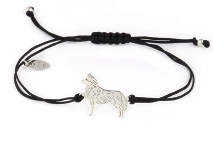 Armband mit Husky Hund aus Silber an schwarzer Schnur