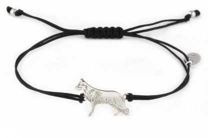 Armband mit Deutscher Schäferhund aus Silber an schwarzer Schnur