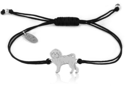 Armband mit Malteser Hund aus Silber an schwarzer Schnur