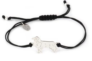 Armband mit Schottischer Schäferhund aus Silber an schwarzer Schnur