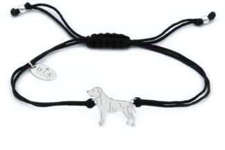 Armband mit Staffordshire Bullterrier Hund aus Silber an schwarzer Schnur