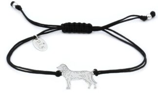 Armband mit Schweißhund aus Silber an schwarzer Schnur