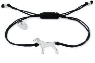 Armband mit Vorstehhund aus Silber an schwarzer Schnur