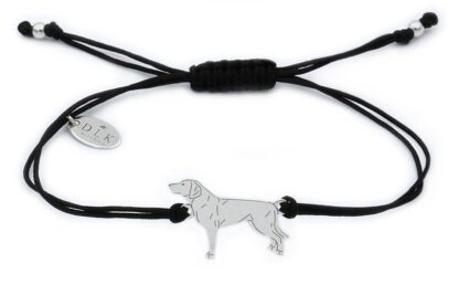 Armband mit Polnischer Laufhund aus Silber an schwarzer Schnur