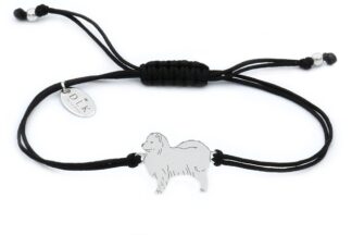 Armband mit Samojede Hund aus Silber an schwarzer Schnur