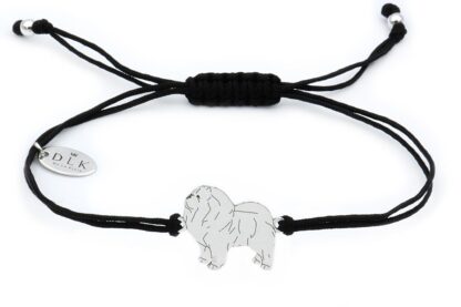 Armband mit Chow Chow Hund aus Silber an schwarzer Schnur