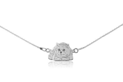 Armband mit Britische Katze liegende aus Silber an Kette