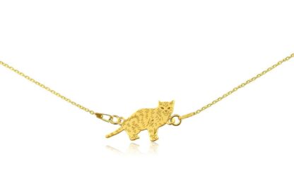 Armband mit Europäische Katze aus vergoldetem Silber an Kette
