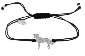 Armband mit Mischlingshund aus Silber an schwarzer Schnur