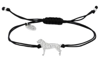 Armband mit Cane Corso Hund aus Silber an schwarzer Schnur