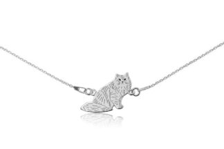 Armband mit Sibirische Katze aus Silber an Kette