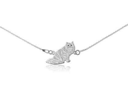Armband mit Sibirische Katze aus Silber an Kette