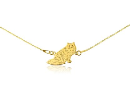 Armband mit Sibirische Katze aus vergoldetem Silber an Kette