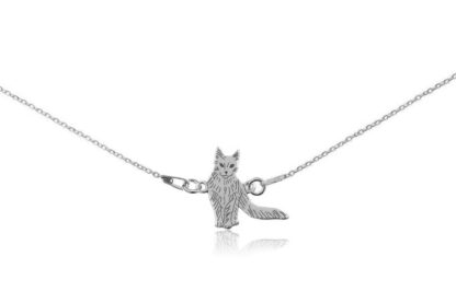 Armband mit Türkisch Angora Katze aus Silber an Kette
