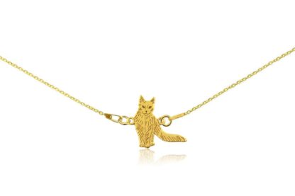 Armband mit Türkisch Angora Katze aus vergoldetem Silber an Kette