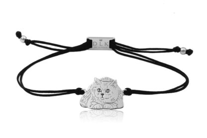 Armband mit Britische Katze liegende aus Silber an Schnur
