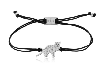 Armband mit Europäische Katze aus Silber an Schnur