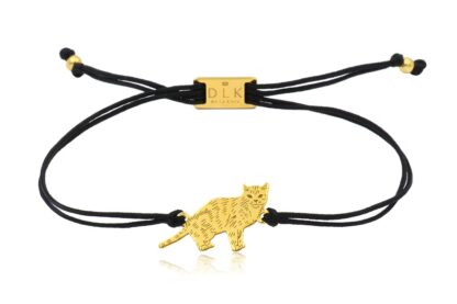Armband mit Europäische Katze aus vergoldetem Silber an Schnur