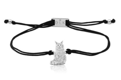 Armband mit Maine Coon Katze aus Silber an Schnur