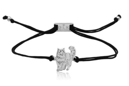 Armband mit Ragdoll Katze aus Silber an Schnur