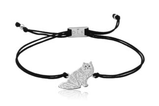 Armband mit Sibirische Katze aus Silber an Schnur