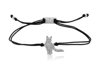 Armband mit Türkisch Angora Katze aus Silber an Schnur