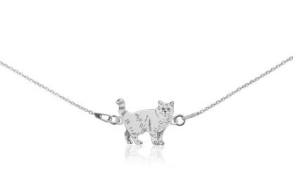 Halskette mit Britische Katze stehende aus Silber an einer Kette