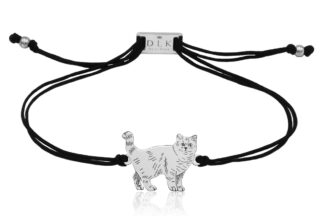 Armband mit Britische Katze stehende aus Silber an Schnur
