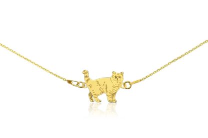 Halskette mit Britische Katze stehende aus vergoldetem Silber an einer Kette