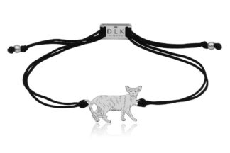 Armband mit Orientalische Katze aus Silber an Schnur