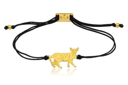 Armband mit Orientalische Katze aus vergoldetem Silber an Schnur