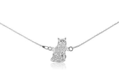 Halskette mit Somali Katze aus Silber an einer Kette