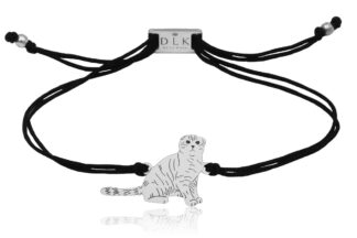 Armband mit Schottische Katze aus Silber an Schnur