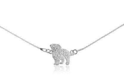 Halskette mit Maltipoo Hund aus Silber an einer Kette