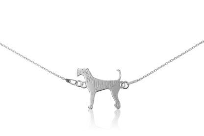 Halskette mit Airedale Terrier Hund aus Silber an einer Kette