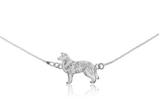 Halskette mit Border Collie Hund aus Silber an einer Kette