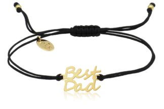 Armband mit Schrift BEST DAD in Gold an Schnur