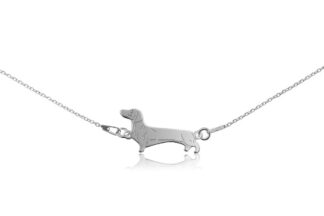 Halskette mit Dackel Hund aus Silber an einer Kette