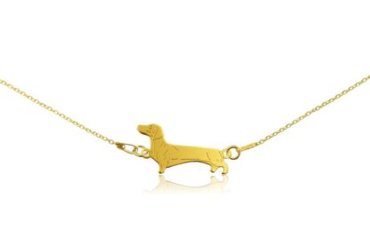 Halskette mit Dackel Hund aus vergoldetem Silber an einer Kette